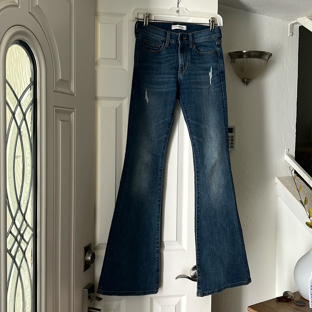 Banana Republic distressed medium wash flare jeans